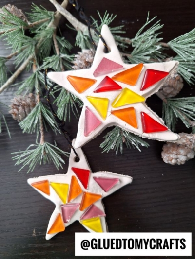 Air Dry Clay Star Ornaments w/Mosaic Tiles