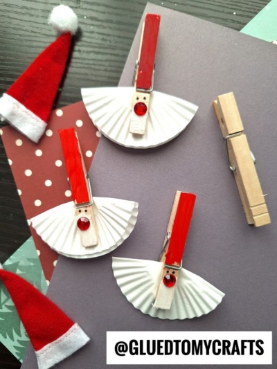 Clothespin and Cupcake Santa Tags
