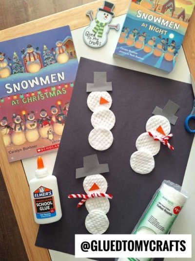 USE COTTON ROUNDS TO MAKE SNOWMEN ON PAPER