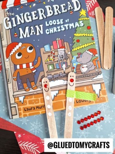 Popsicle Stick Gingerbread Man Bookmarks