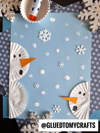 CUPCAKE LINER SNOWMAN CRAFT IDEA FOR A SNOWY DAY