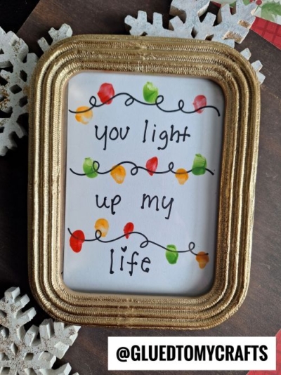 THUMBPRINT YOU LIGHT UP MY LIFE PICTURE FRAME