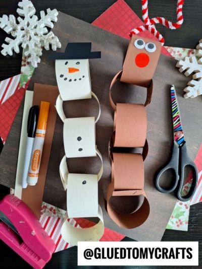 PAPER CHAIN SNOWMAN AND REINDEER