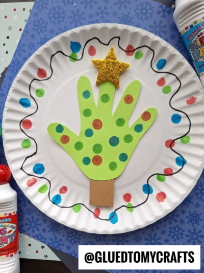 Paper Plate & Holiday Handprint Tree Craft Idea