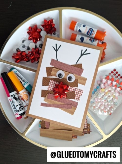 PAPER STRIP REINDEER CHRISTMAS CARD CRAFT IDEA