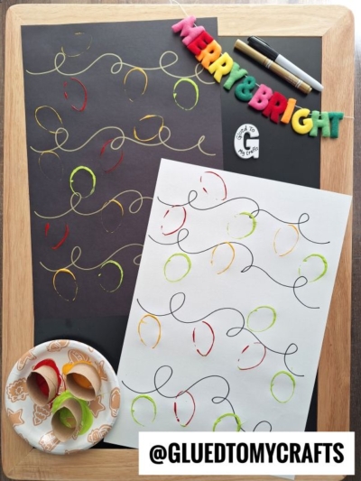 Toilet Paper Roll Stamped Christmas Lights