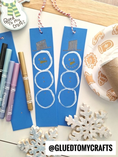Toilet Paper Roll Stamped Snowmen Bookmarks