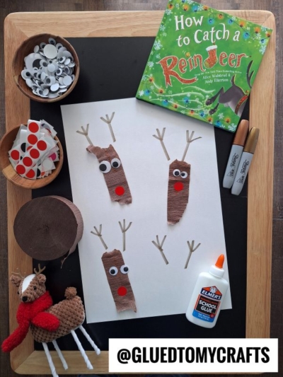 Torn Crepe Paper Reindeer Craft Idea