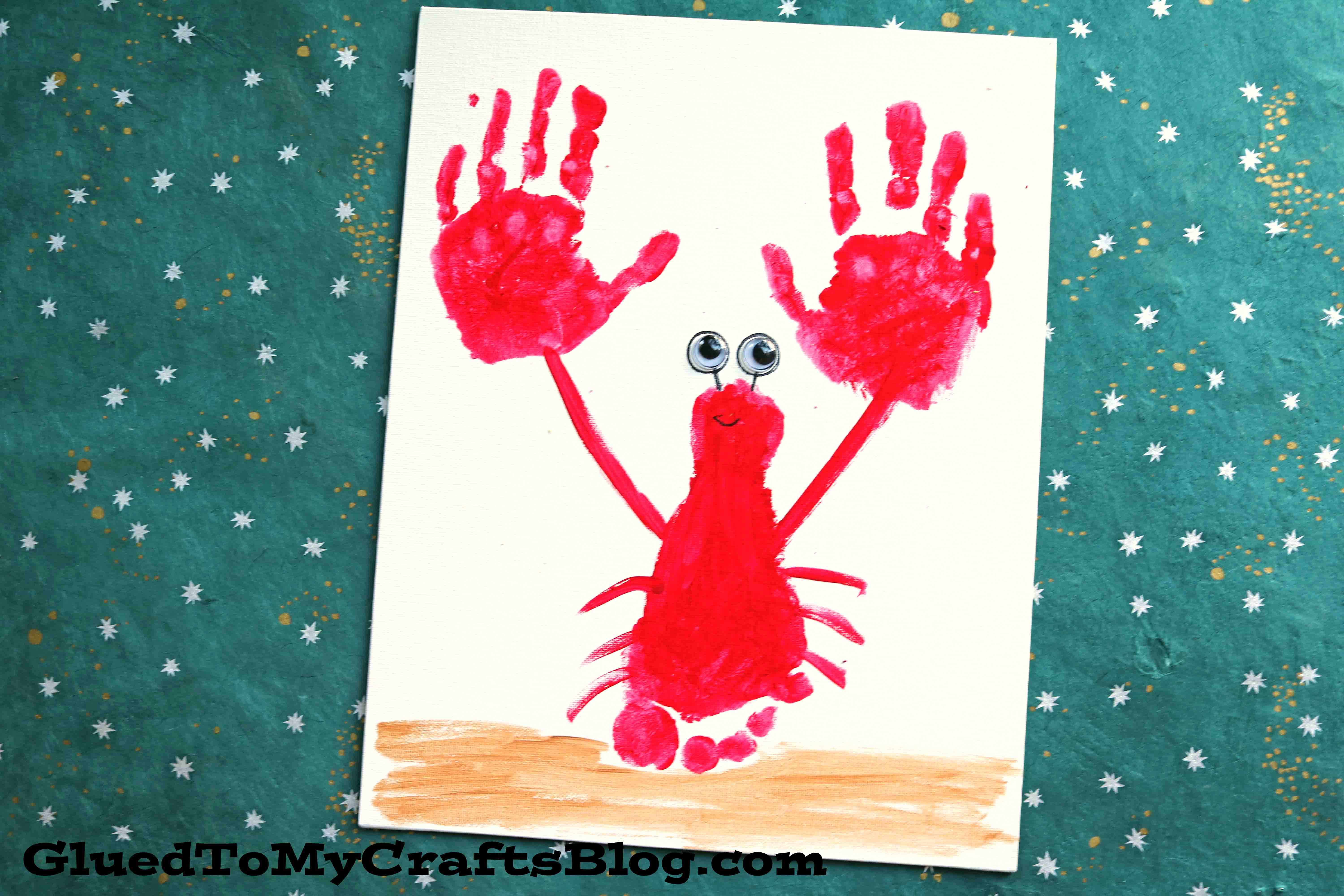Footprint & Handprint Lobster Keepsake Idea For Kids
