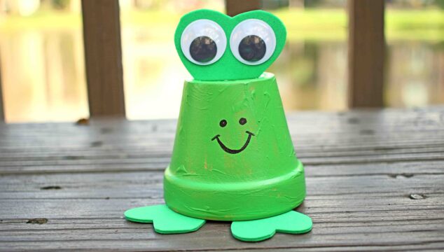 Terra Cotta Pot Frog Decor Piece Made By Kids