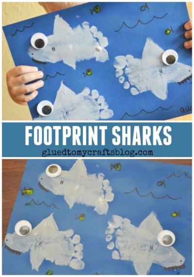 Footprint Sharks Keepsake - Shark Week Craft