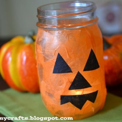 Mason Jar Jack-O-Lantern - Luminary Halloween Kid Craft