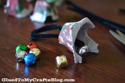 Recycled Egg Carton Christmas Bells - Kid Craft Idea
