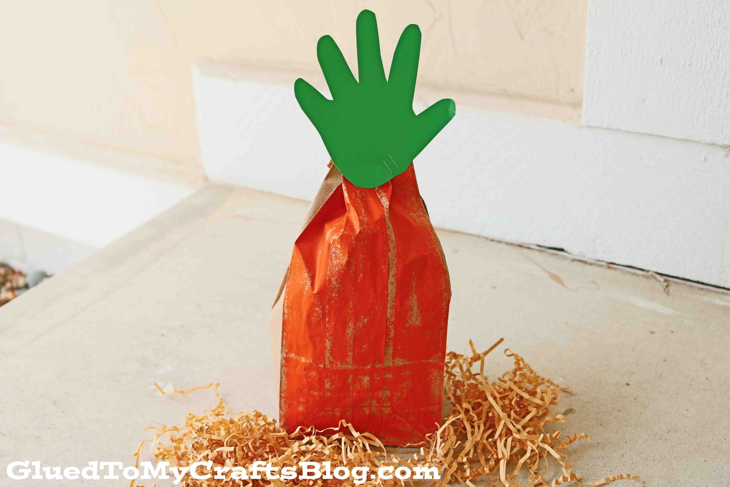 Handprint Paper Bag Carrot - Easter Kid Craft Idea