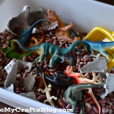 Dinosaur Sensory Bin Idea For Kids