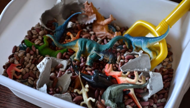 Dinosaur Sensory Bin Idea For Kids