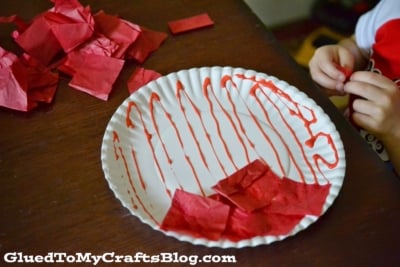 Paper Plate & Tissue Paper Apple - Kid Craft Idea