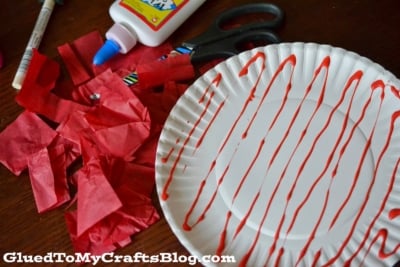 Paper Plate & Tissue Paper Apple - Kid Craft Idea