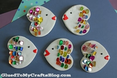 Heart Shaped Clay Rainbow Fish