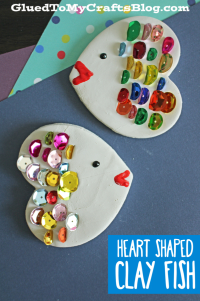Heart Shaped Clay Rainbow Fish