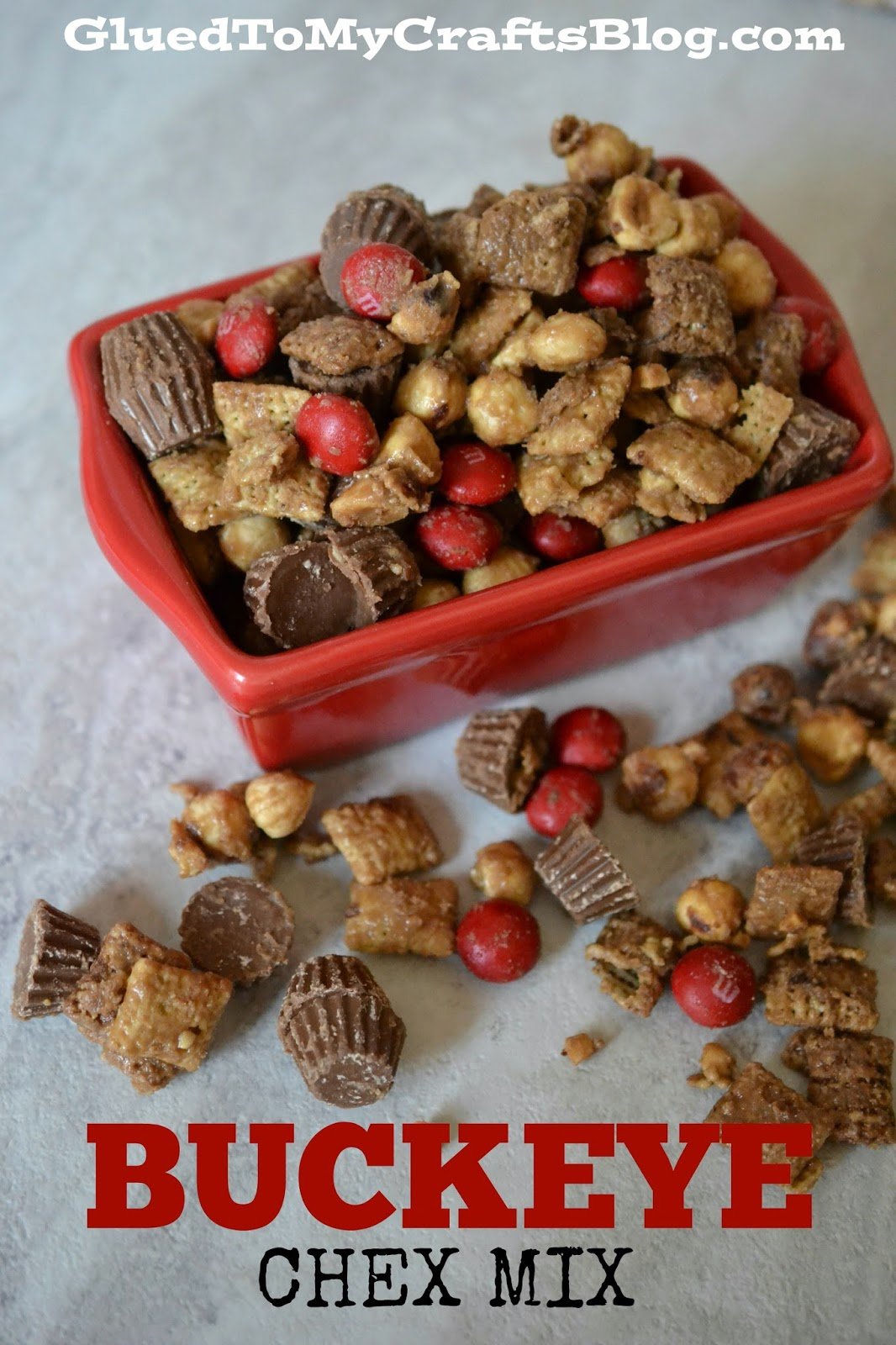 Super EASY Buckeye Chex Mix - Football Themed Recipe