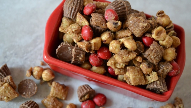 Super EASY Buckeye Chex Mix - Football Themed Recipe