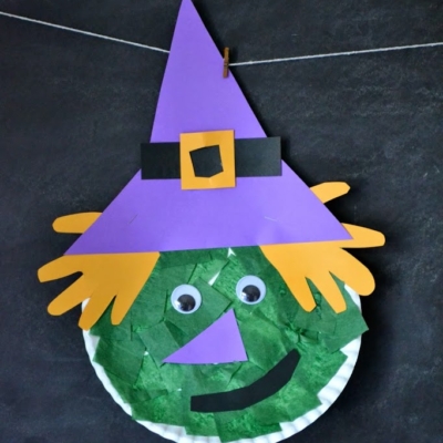 Paper Plate Halloween Witch - Kid Craft Idea