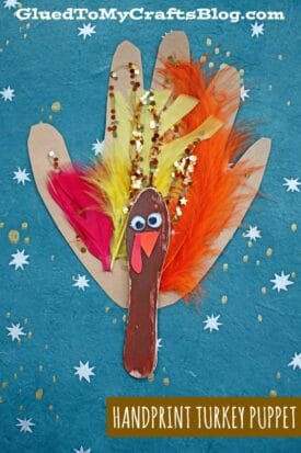 Scoop Stick & Handprint Turkey Puppets {Kid Craft}