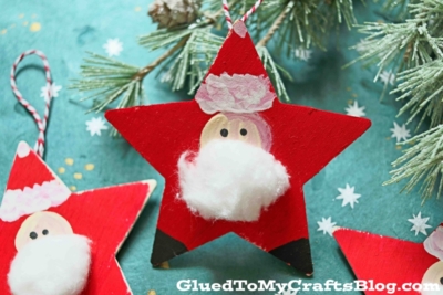 Wood Santa Star Ornament