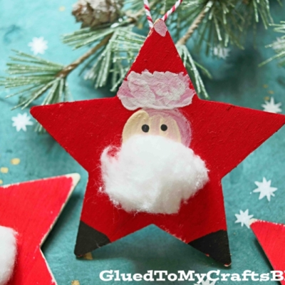 Wood Santa Star Ornament
