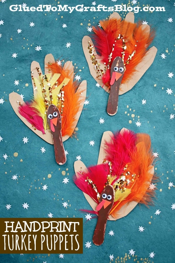 Scoop Stick & Handprint Turkey Puppets {Kid Craft}