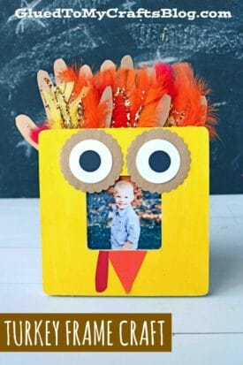 Handprint Turkey Wooden Frame - Thanksgiving Kid Craft
