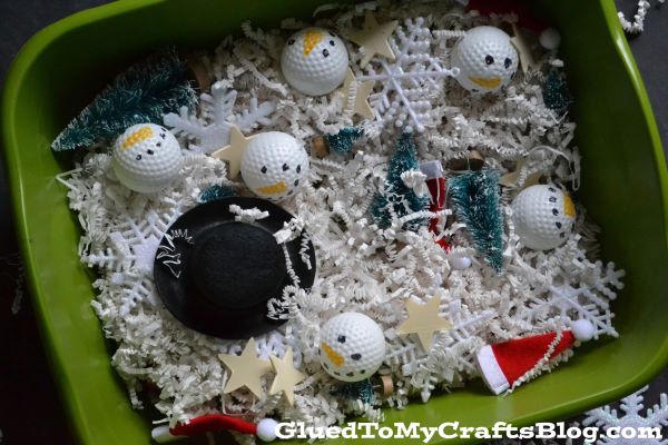 Snowman Sensory Bin Idea For Kids