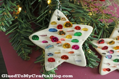 Air Dry Clay Sequined Christmas Ornaments