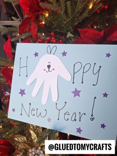 HANDPRINT BUNNY KEEPSAKE IDEA FOR NEW YEAR'S EVE