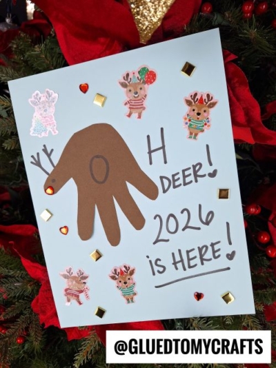 HANDPRINT OH DEER KEEPSAKE IDEA FOR NEW YEAR'S EVE