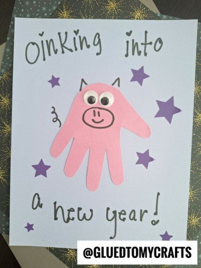 HANDPRINT PIG - OINKING INTO A NEW YEAR