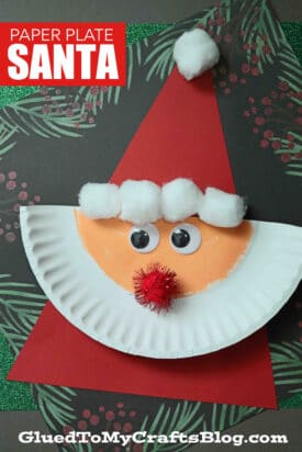 Paper Plate Santa - The Easiest Christmas Kid Craft Idea EVER!