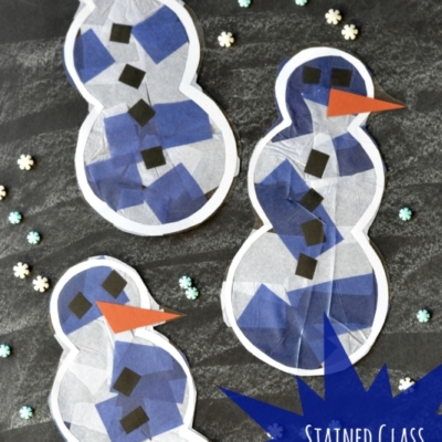 Stained Glass Snowmen Winter Craft