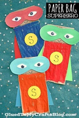 Paper Bag Superhero Kid Craft Idea + Free Mask Printable