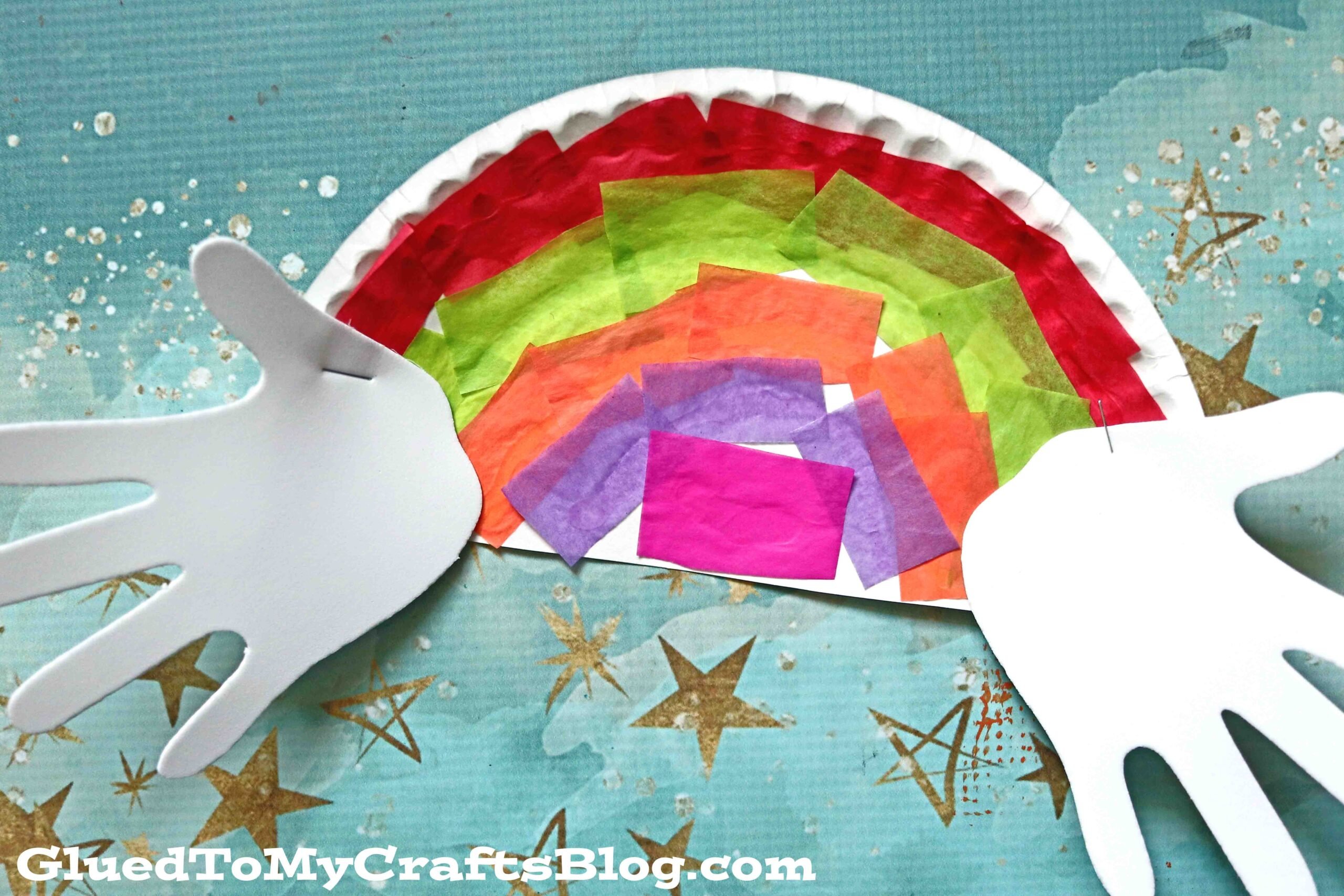 Handprint Cloud & Tissue Paper Rainbow Craft For Kids