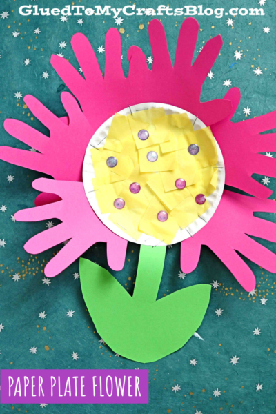 Paper Plate Flower With Handprint Petals - Kid Craft Idea