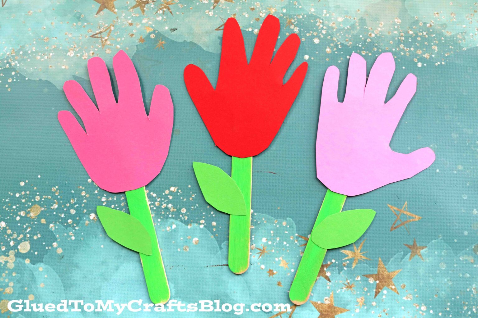 Popsicle Stick Handprint Flowers
