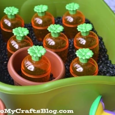 Pretend Carrot Garden - Sensory Bin Idea