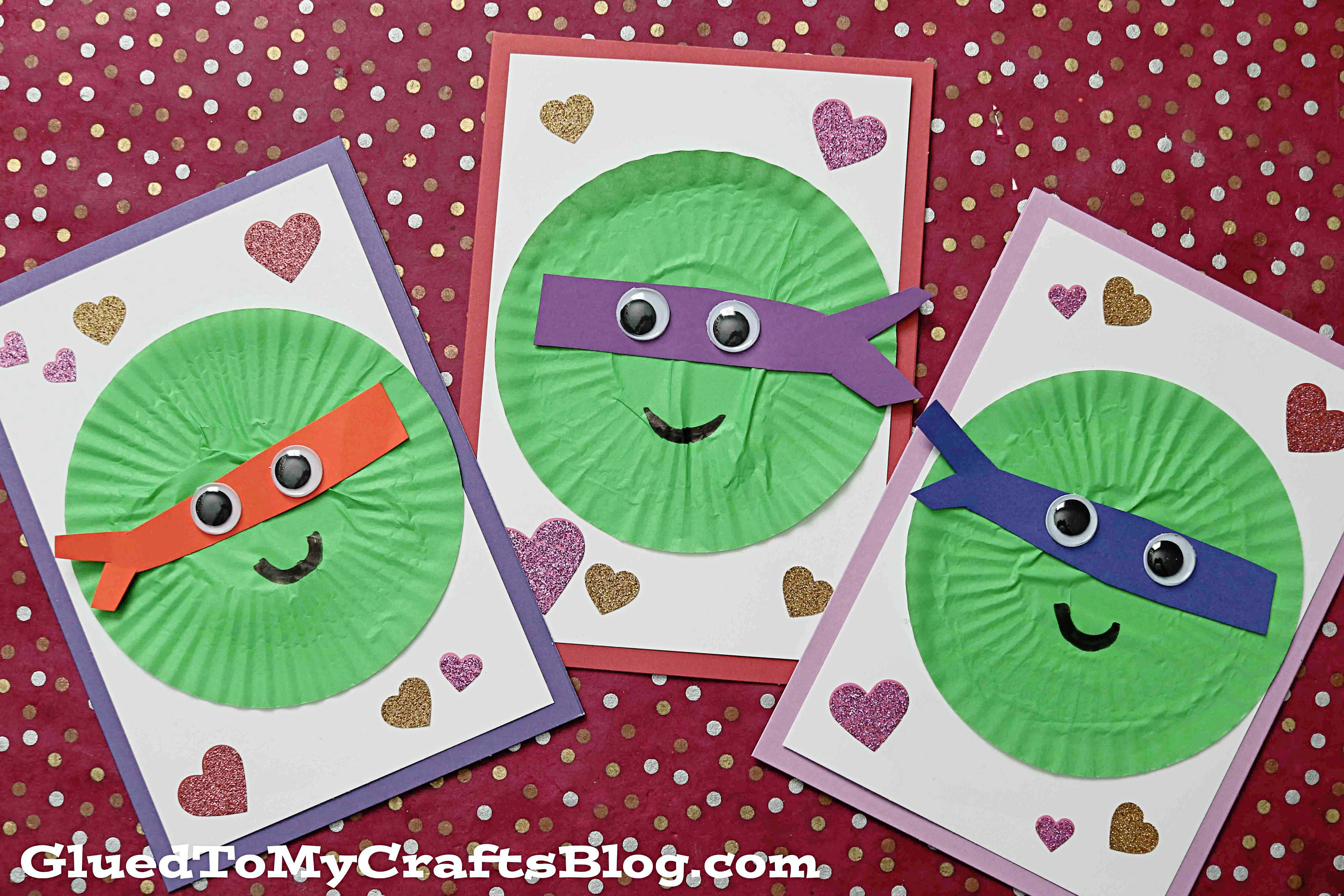 Cupcake Liner Ninja Turtles Card - Kid Craft Idea