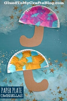 Paper Plate Umbrella - Kid Craft Idea For A Rainy Day