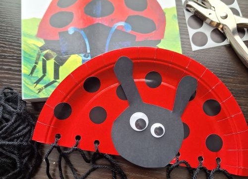 Paper Plate & Craft Yarn Ladybug
