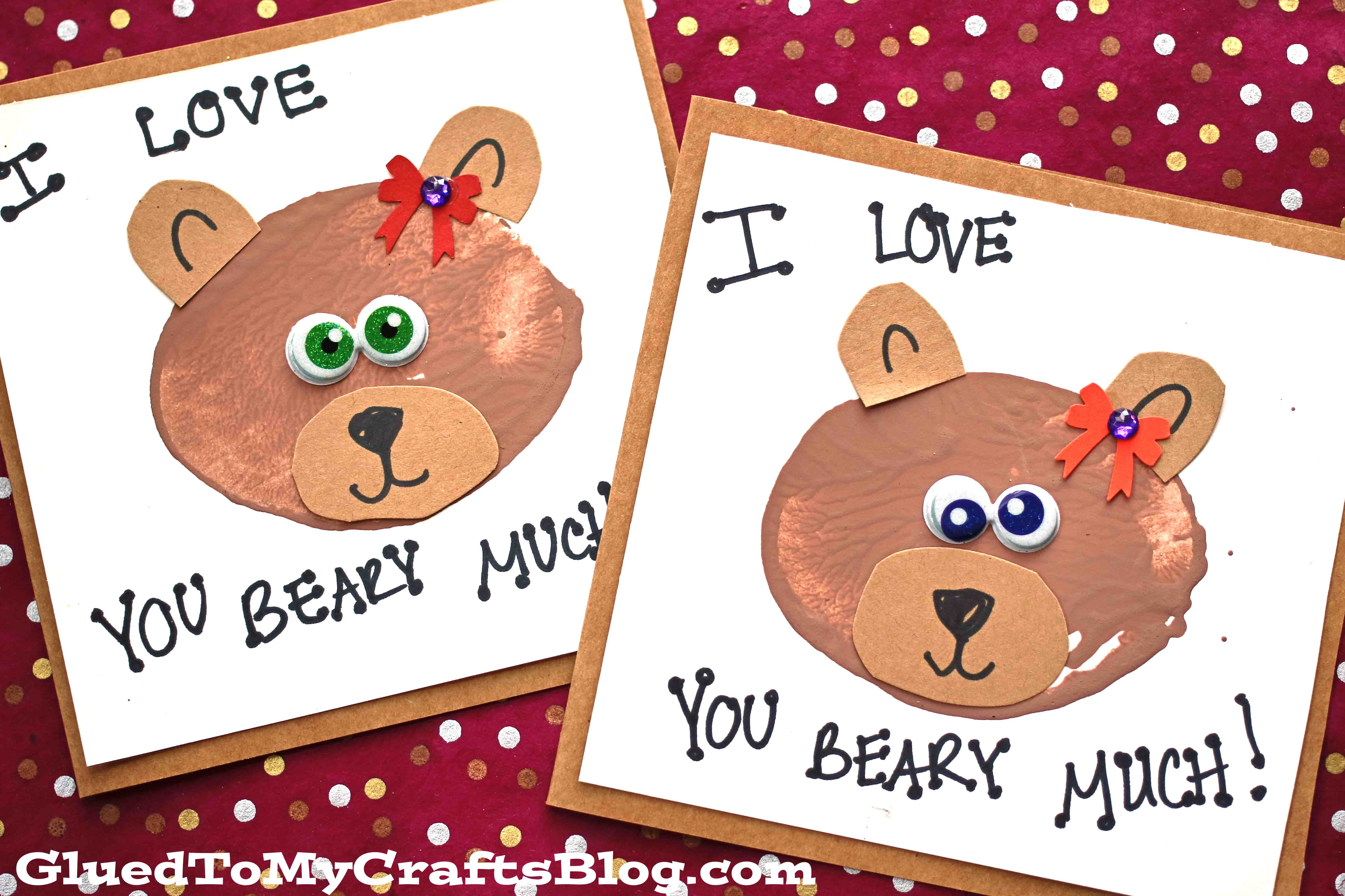 Potato Stamped Bear Themed Cards - Kid Craft Idea
