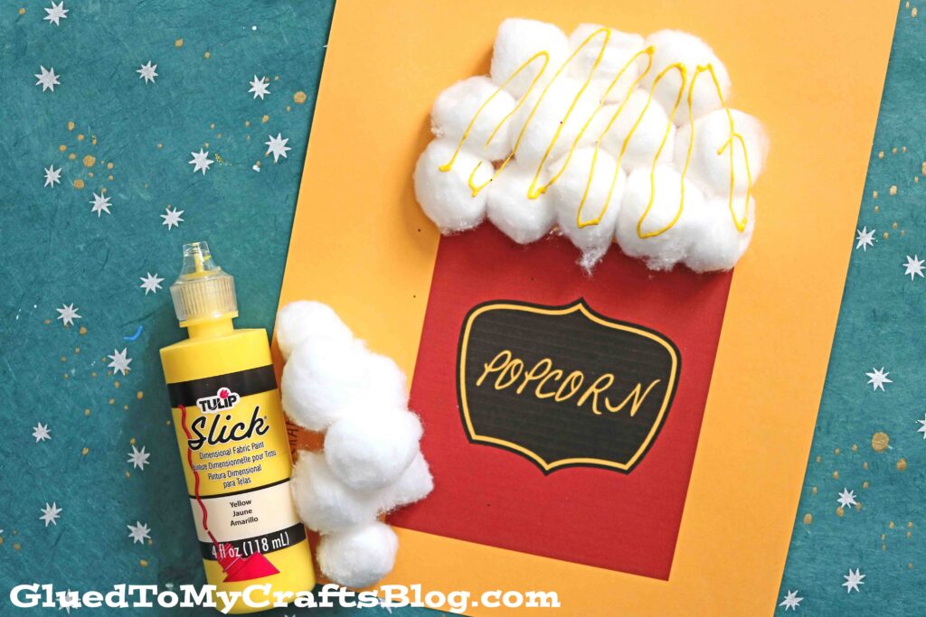 Cotton Ball Popcorn Craft Idea w/Free Printable