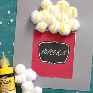 Cotton Ball Popcorn - Paper and Glue Kid Craft Idea